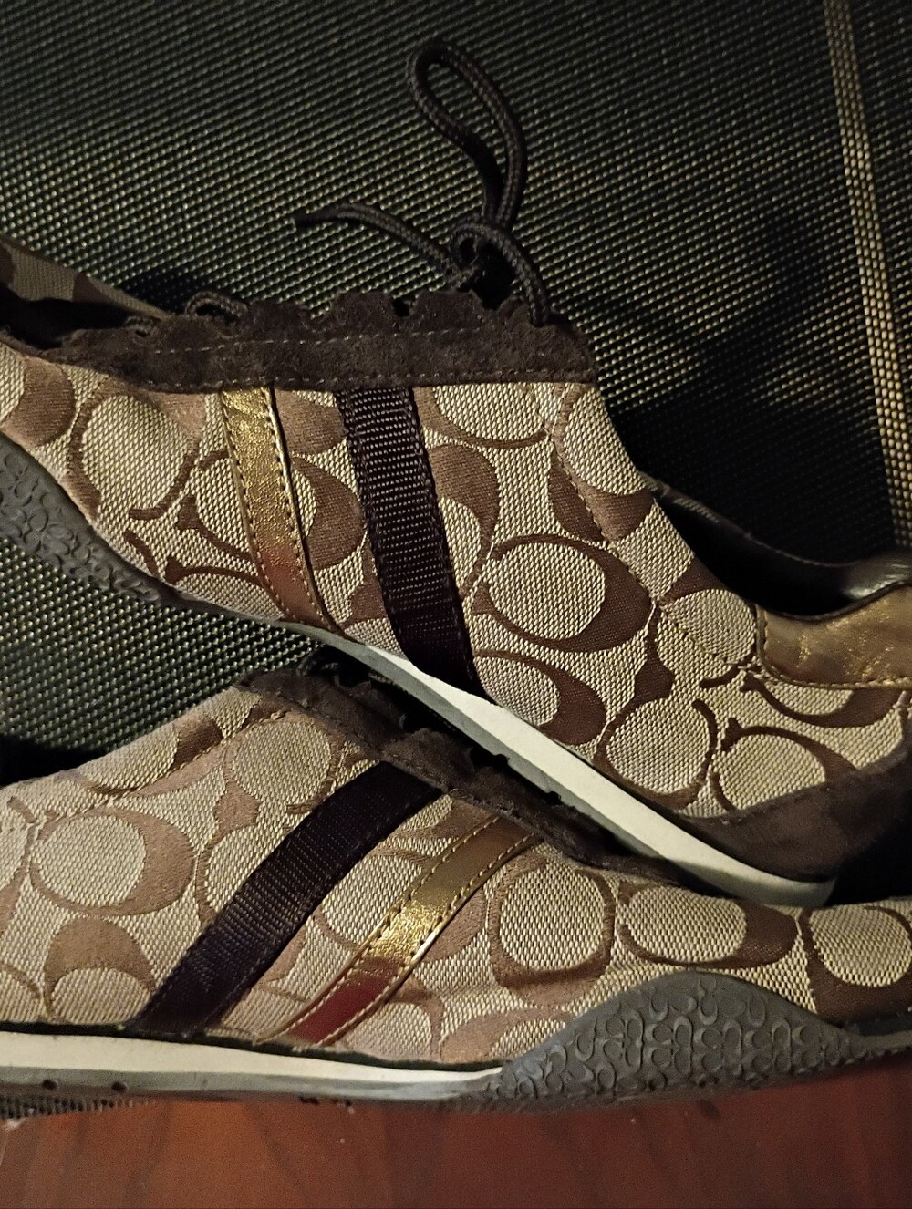 Coach Beige Brown Signature Logo Slip-On Sneakers